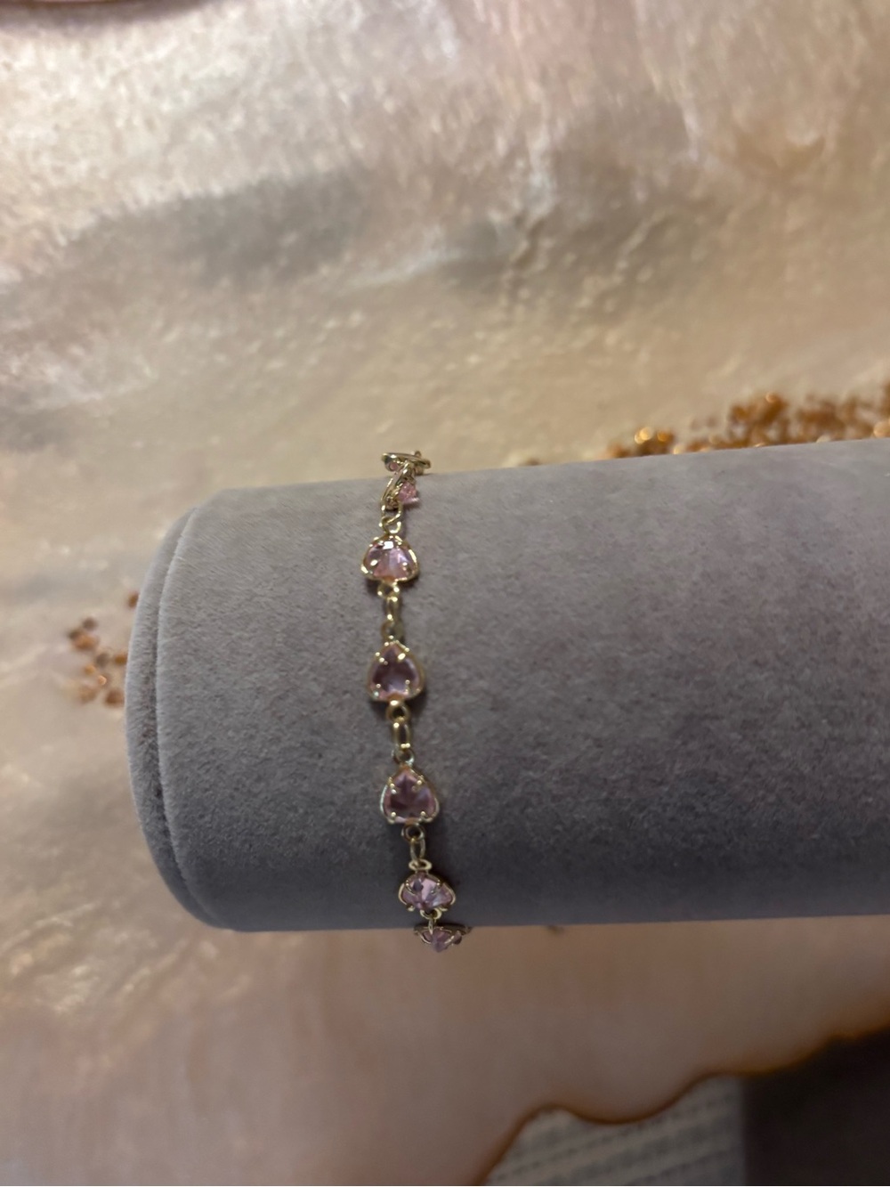 Delicate Pink Heart Gemlink Bracelet